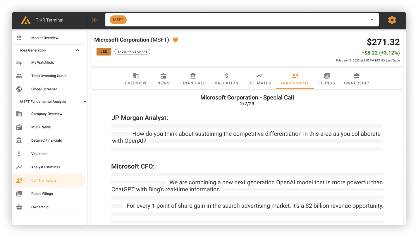 Global Company Transcripts & Filings